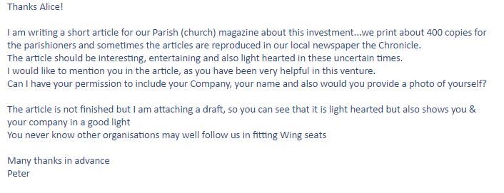 wing seats Thanks note wing seats Thanks note